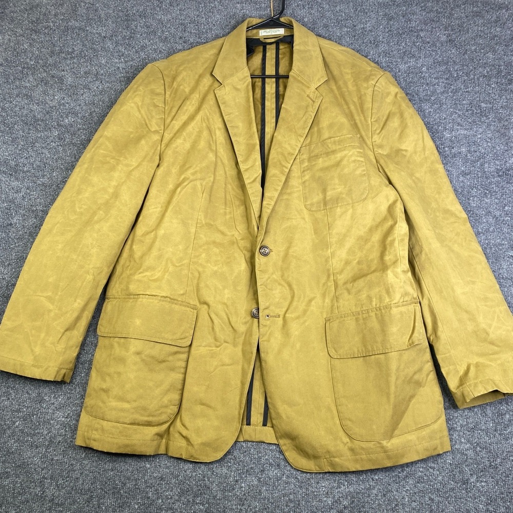 Orvis Mens XL Canvas Field Sport Coat Jacket Mustard Tan Two Button Vtg USA